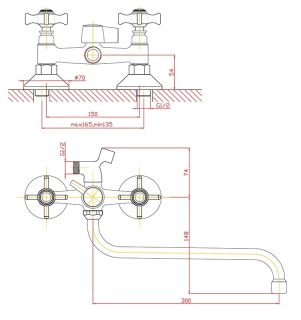 Смеситель для ванны/душа Agger Retro-X A1722200 с душевым набором