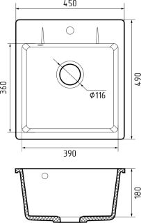 Мойка кухонная GranFest URBAN 245 черный