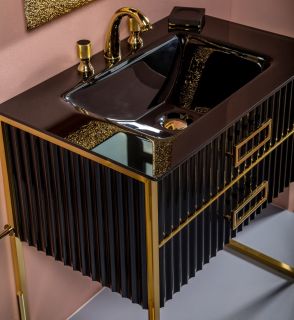 Тумба под раковину Armadi Art Monaco 80см чёрный/золото 866-080-BG