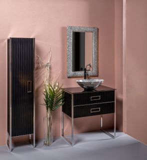 Тумба под раковину Armadi Art Monaco 80см чёрный/хром 867-080-BCR