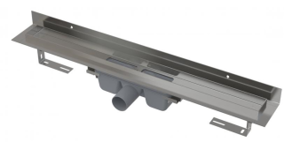 Душевой лоток AlcaPlast с порогами для цельной решетки и фиксированным воротником к стене 95см хром APZ16-950