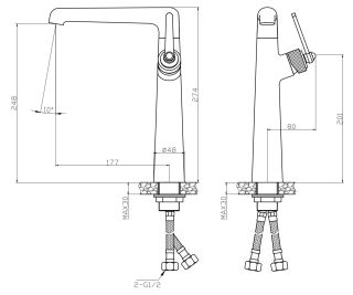 Смеситель для раковины ESKO Bangkok Gun metal BG25GM графит