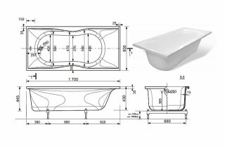 Ванна из литьевого мрамора Эстет Beta silk ФР-00014524 170x80см белый матовый