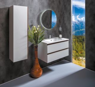 Тумба под раковину Armadi Art Capolda 85см белый + ручка дерево 849-085-WW