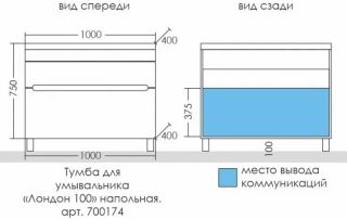 Тумба под раковину СанТа Лондон 700174 100см белый
