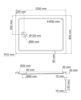 Душевой поддон Wasserkraft Amper 29T07 120x90 см