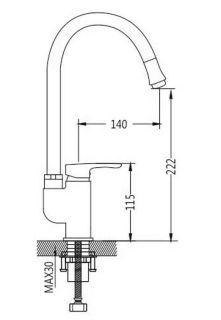 Смеситель для кухни Shevanik S5543-3 чёрный/хром