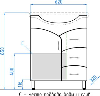 Тумба под раковину Style Line Эко Стандарт 22 ЛС-00000104