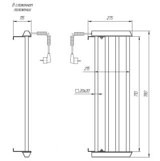 Полка электрическая Domoterm DMT 73 25x83 EK R хром