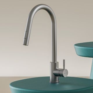 Смеситель для кухни с выдвижным изливом Knotlor SS-09, сатин