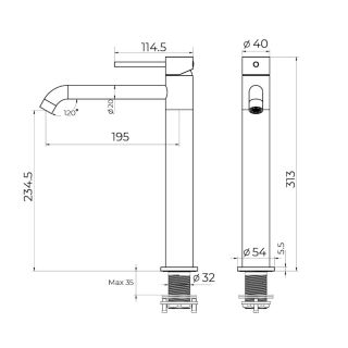 Смеситель для раковины высокий Knotlor SS-21/RB, бронза
