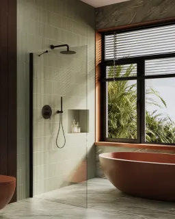 Душевая перегородка в профиле by Deonria P-195-109-8-T-B 109см чёрный/прозрачный