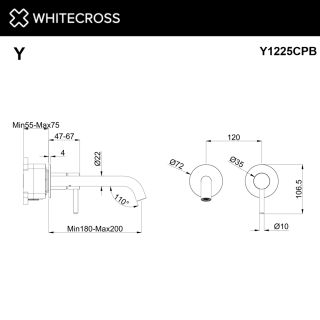 Смеситель для раковины WHITECROSS Y1225CPB брашированная медь