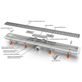 Душевой лоток Veconi Klasik Black 850 V850KB с Черной матовой решеткой под плитку