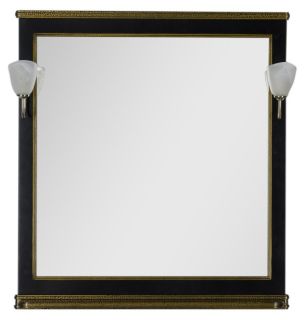 Зеркало Aquanet Валенса 180043 90 см чёрный краколет/золото