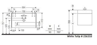 Тумба под раковину Duravit White Tulip 98.4 WT435208585 подвесная белая