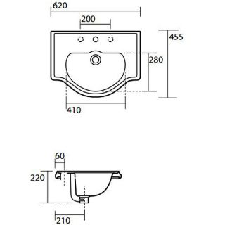 Раковина Kerasan Retro 103001*1 белая 62 см