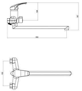 Смеситель для ванны/душа OneLife P01-218cr полимерный