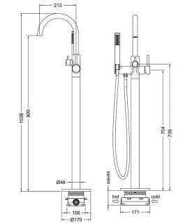 Смеситель напольный для ванны и душа Timo Saona 2310/18Y-CR чёрное золото