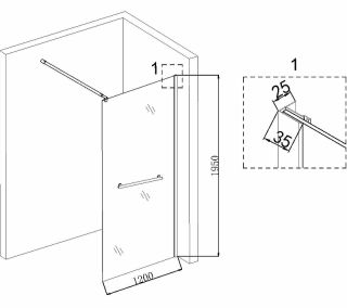 Душевая перегородка Niagara NG-681-12BLACK 120см чёрный/прозрачное