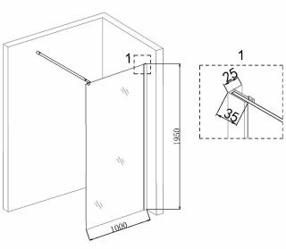 Душевая перегородка Niagara NG-687-10BLACK 100см чёрный/прозрачное