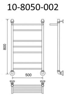 Полотенцесушитель водяной Маргроид В10 Р80*50 с полкой хром 10-8050-002