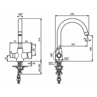 Смеситель для кухни Vidima Uno чёрный матовый BA356XG