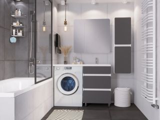 Тумба под раковину для стиральной машины Stella Polar Корделия 60см серый SP-00001043