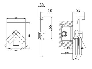 Гигиенический душ со смесителем DQ Bayern.Liszt DA1515005 чёрный