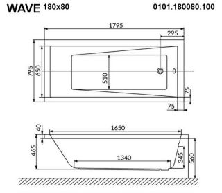 Гидромассажная ванна Whitecross Wave 0101.180080.100.RELAX.GL 180x80см Relax золото