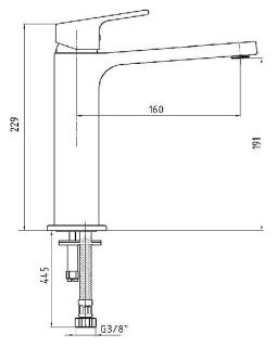 Смеситель для раковины E.C.A. Tiera 103588003EX чёрный/хром