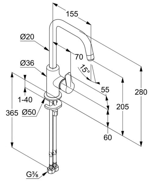 Смеситель для раковины Kludi Pure&Easy хром 370240565