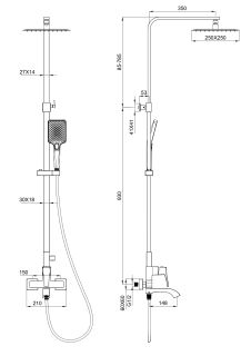 Душевая стойка Wonzon & Woghand Flex WW-88047072-MB чёрный матовый
