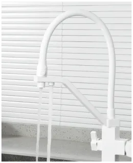 Смеситель для кухни Gappo G4317-8 со встроенным фильтром под питьевую воду белый/хром