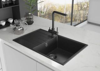 Смеситель для кухни Ulgran Quartz UQ-016-08 с дополнительным краном для питьевой воды космос