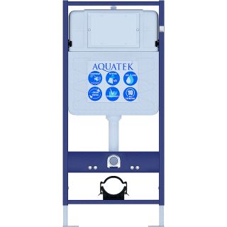 Комплект унитаза с инсталляцией Aquatek Set Aquatek Мия 4в1 с сиденьем Микролифт и клавишей смыва Белый глянцевый Никель