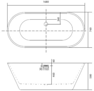 Акриловая ванна Aquatek Хорса 168x76см белый AQ-5776