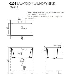 Раковина хозяйственная Kerasan Aquadom 029301*0 75см белый