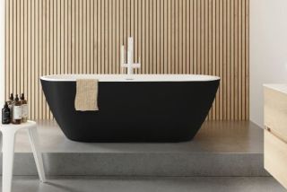 Акриловая ванна Riho Inspire Velvet Fall B085004220 180х80см заполнение через перелив чёрный матовый/белый матовый