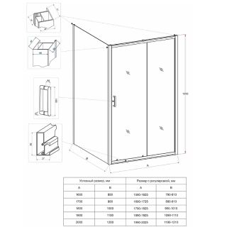 Боковая панель Veconi KP-13B, 900х1950 , черный, стекло прозрачное