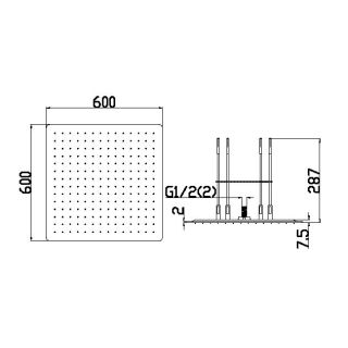 Потолочный душ Boheme 428-CR-х позиционный 60 см хром