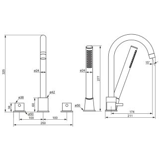 Смеситель Damixa Scandinavian Pure 360400000 на борт ванны