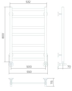 Водяной полотенцесушитель Larusso Кватро П7 50x80см хром 4670078535764