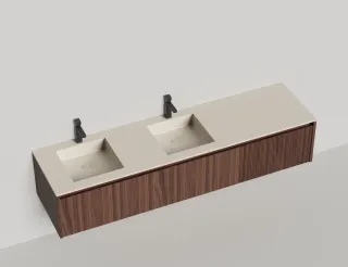 Подвесная тумба Salini Domino 27D220DIN 200см шпон гладкий фасад для двух встраиваемых раковин