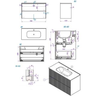 Тумба под раковину La Fenice Terra FNC-01-TER-BG-100-2 Синяя матовая 100 см