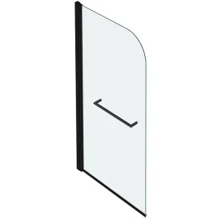 Шторка для ванны Jacob Delafon Odeon Up E4932-BL с полотенцедержателем 80 см профиль чёрный стекло прозрачное