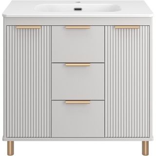 Напольная тумба под раковину Brevita Risacca Crema 90 УТ000025681 Серая матовая