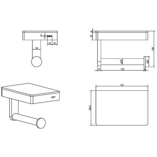 Держатель для туалетной бумаги Black&White Gravity 9620C с полкой хром