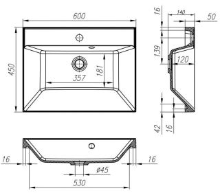 Раковина из искусственного мрамора Art&Max 60см AM-LAV-600-MR-FА