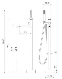 Напольный смеситель для ванны Swedbe Spira 4007 хром